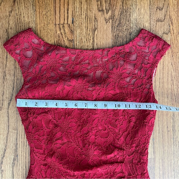 Ralph Lauren Red Lace Dress V Neck Back - Picture 6 of 15